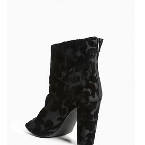Black Velvet Floral Ankle Booties